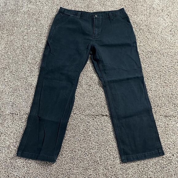 Carhartt Pants Mens 38x30 Black Relaxed Fit Carpenter Work Canvas Dungaree 90s - Picture 2 of 7